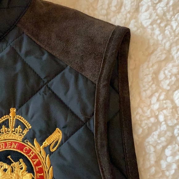 Ralph Lauren Polo Sport Black Vest with Tan Suede Size S/P - Picture 4 of 9